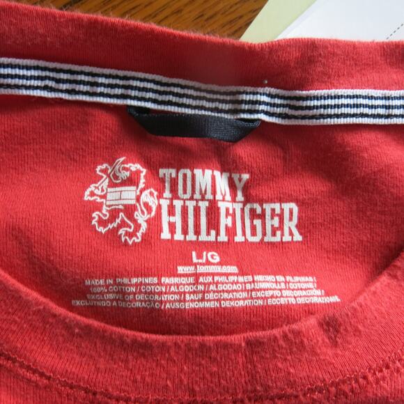 TOMMY HILFIGER Short Sleeve T Shirt Size L Men's Logo Cotton Red Preppy Casual - Picture 5 of 8